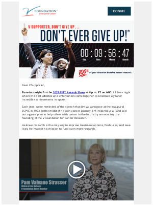 The V Foundation - 100% to Research. 32 Years of Results. Join us for the ESPYS!