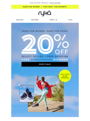 RYKA - 20% off select styles + Free shipping STARTS NOW!