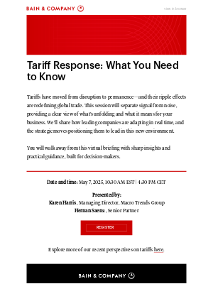 Bain & Company - Last chance to register | Tariff Response: What You Need to Know webinar