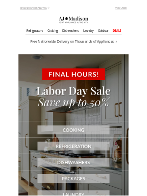 AJ Madison - ⏳ Final Hours: Labor Day Savings Up to 50% Off!