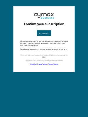 Cymax - Confirm Your Subscription