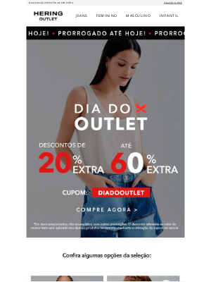 Hering Outlet (Brazil) - 📢 Prorrogado: Dia do Outlet até hoje!