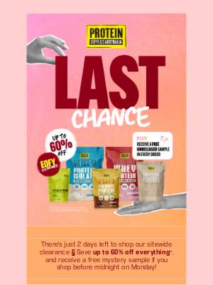 Protein Supplies (Australia) - Final Hours ⌛ Clearance Ends Monday!