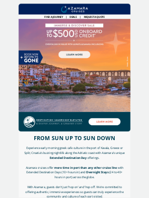Azamara Club Cruises - Summer ‘Overnights’ with Azamara