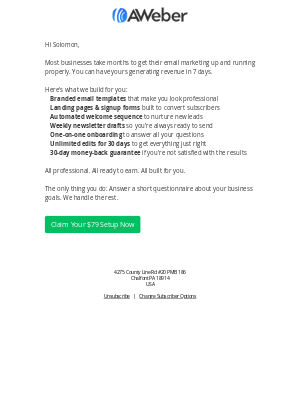 AWeber - $79 Email Marketing Setup (was $599)