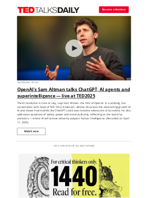 TED - OpenAI's Sam Altman talks ChatGPT, AI agents and superintelligence — live at TED2025