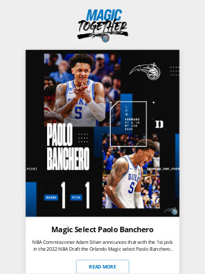 Orlando Magic - Welcome to the Magic, Paolo Banchero!