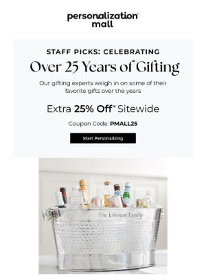 Personalization Mall - Our Biggest Year Yet | Celebrate With 25% Off