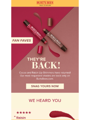 Burt's Bees - Back by popular demand…