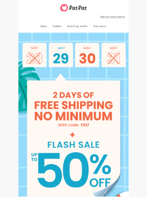 PatPat - 🚨Flash Alert: FREE Shipping+ Up to 50% Off