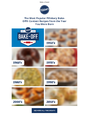 Pillsbury - The Most Popular Pillsbury Bake-Off® Contest Recipes from the Year You Were Born