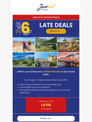 Just Go! Holidays (United Kingdom) - SAVE up to £100pp on last-minute getaways