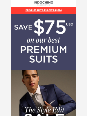 INDOCHINO - The best custom suits in all the land are $75 off