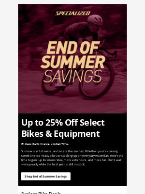 Specialized Bicycle Components - Endless Performance. Limited Time.