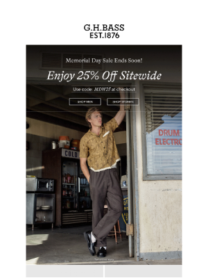 G.H. Bass & Co. - ENDS SOON! Shop Memorial Day Sale!