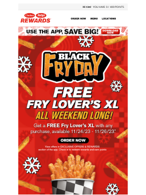 Checkers Drive-In Restaurants - Black FryDay Exclusive: FREE Fry Lover's XL 🍟
