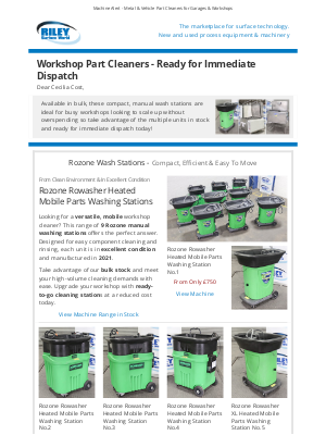 Riley Surface World (United Kingdom) - Workshop Part Cleaners - Ready for Immediate Dispatch