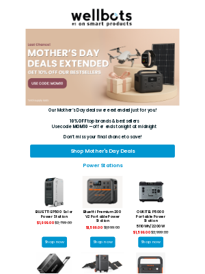 wellbots - Last Chance: 10% Off Extended Mother’s Day Deals End Tonight!