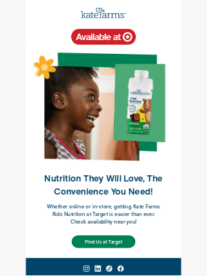 Kate Farms - Kids Nutrition is 25% off at Target in stores and online this week!