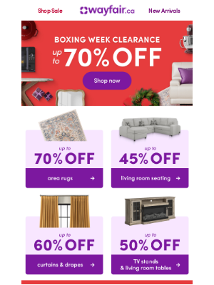 Wayfair (Canada) - 🙌🤩 Boxing Week deals = HUUUGE.