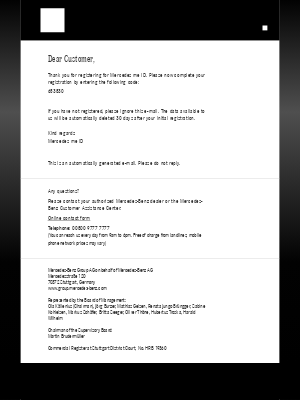 Mercedes-Benz (United Kingdom) - 653830 is your Mercedes me ID registration code