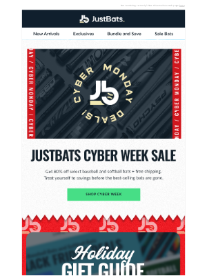 JustBats - Cyber Week Bats Up To 80% Off