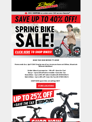 Royal Distributing - 🔥 UP TO 40% OFF BIKES!*
