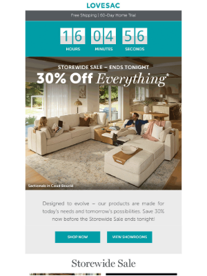 Lovesac - It Ends Tonight - Save 30% on Everything Before It's Gone!