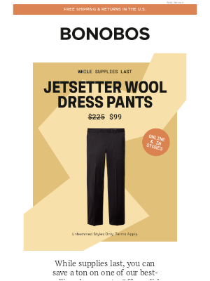 Bonobos - $99 Jetsetter Wool Dress Pants (That’s $126 Off)