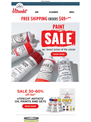 Utrecht Art Supplies - SALE on Premium Artists’ Colors: 30-65% OFF LIST