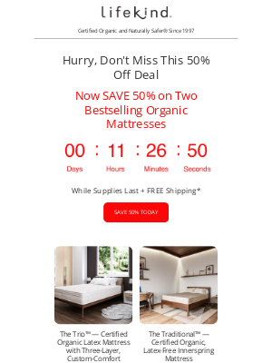 lifekindorganicmattresses - ⏰ Final Day to SAVE 50%