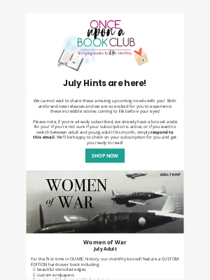 Once Upon A Book Club - July Hints are here! 🪂✨