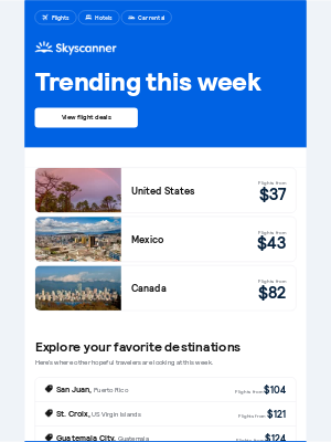Skyscanner  - Flights from $37