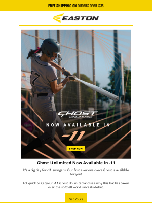 Easton Slowpitch - Ghost Unlimited Now in -11
