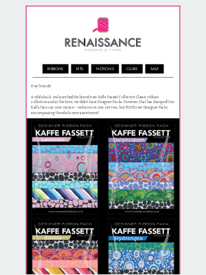 Renaissance Ribbons - 😱 All new Kaffe Fassett Collective Designer Packs!