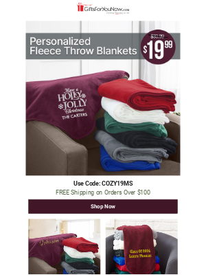 GiftsForYouNow.com - Under $20 Alert! $19.99 Personalized Fleece Blankets!