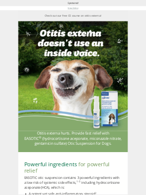 Todays Veterinary Practice - Otitis externa hurts. Provide fast relief now.