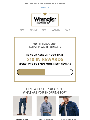 Wrangler - Judith, open for your Reward balance