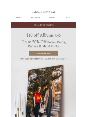 Nations Photo Lab - Final Hours: $10 off Albums & Up to 50% off Books & more