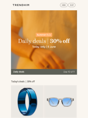 Trendhim - One day | Six new deals | 30% off