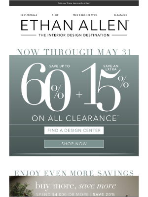 Ethan Allen - Inside: going-fast ⚡️ savings