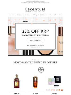 Open For Flash Sale: 25% Off RRP On Everything!