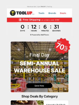 Toolup - Last Day - Warehouse Clearance: Price Cuts & Closeouts