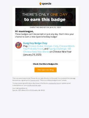 Sporcle, Inc. - Don’t forget to earn your Gung Hay Badge Choy badge!