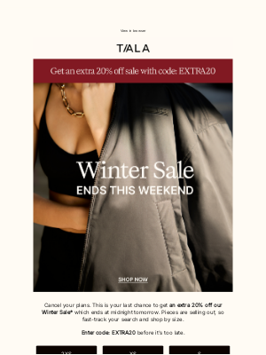 Wearetala - ENDS TOMORROW: EXTRA 20% OFF SALE