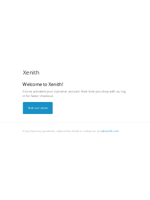 Xenith - Customer account confirmation