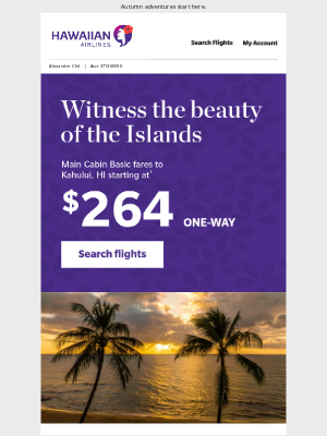 Hawaiian Airlines - Fares for your next fall getaway
