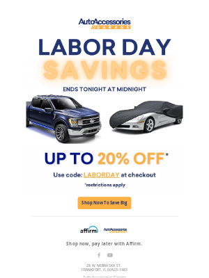 AutoAccessoriesGarage - Last Chance for Labor Day Bargains