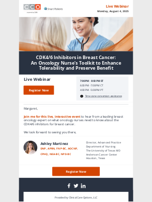 Clinical Care Options - Supporting Patients on CDK4/6: Practical Tips for Nurses Live on Aug 4