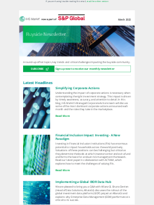 IHS Markit - IHS Markit's Buyside Newsletter | March 2022